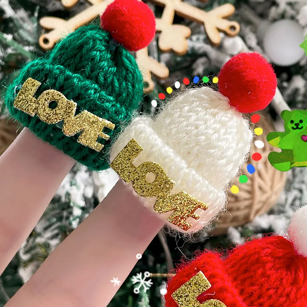 

15pcs Mini Santa Hat Christmas Decor Red Party Hats Knitting Tiny Festival Xmas Cover DIY Props Photo Taking