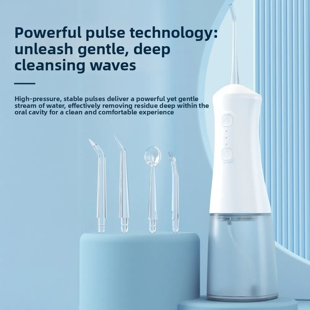ポータブル電動口腔洗浄器コードレス充電式歯科クリーナー 4 つのノズル付きスマート電動歯洗浄器ガムケア