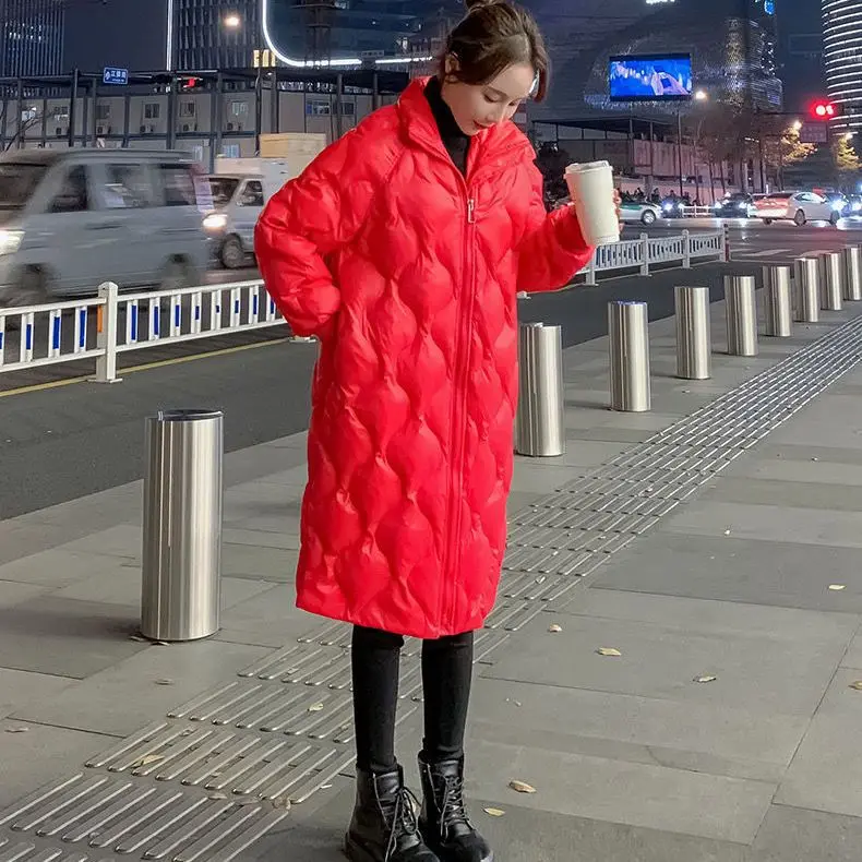 Parkas Women Knee Length Coats Stand Collar Jackets Full Sleeve Thick Warm Y2k Streetwear Elegant Jacket Coat Autumn Winter