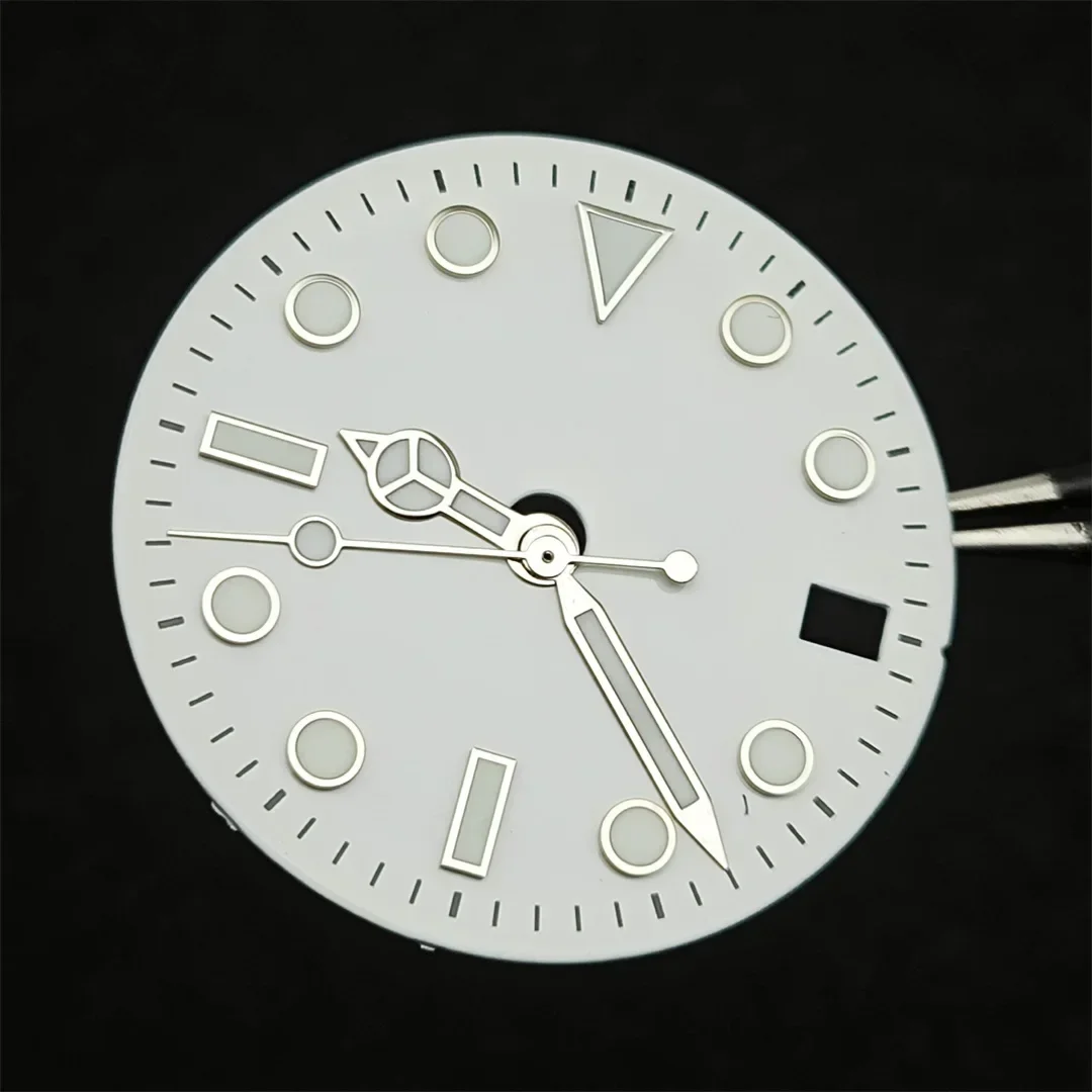 28.5 مللي متر NH35 لتقوم بها بنفسك ساعة ميكانيكية الطلب ووتش الأيدي مجموعة يخت الفرعية الهاتفي الأخضر مضيئة ساعة اكسسوارات لحركة NH35 / NH36