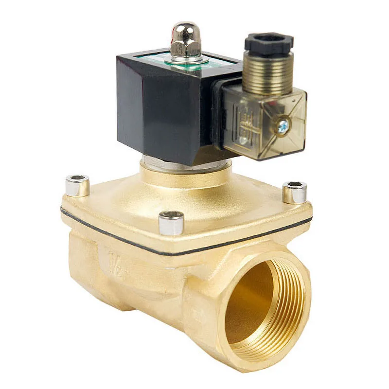 1-1/2'' IP65 Waterproof Brass Solenoid Valve With LED Power Indicator 24V 220V 110V Normally Closed Brass Electric Solenoid Val