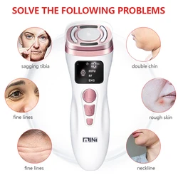 EMS Microcurrent Facial Beauty Device Firming Skin Care Anti-Wrinkle Tool Mini HIFU Ultrasonic Radio Frequency Machine