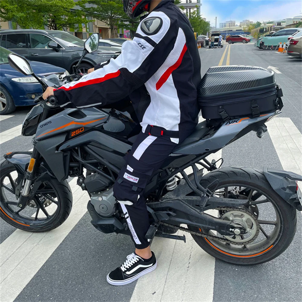 Motorcycle Tail Bag Large Capacity Waterproof Rear Seat Bag Carbon Fiber Moto Equipment Waterproof Motobike Helmet Bag Backpack