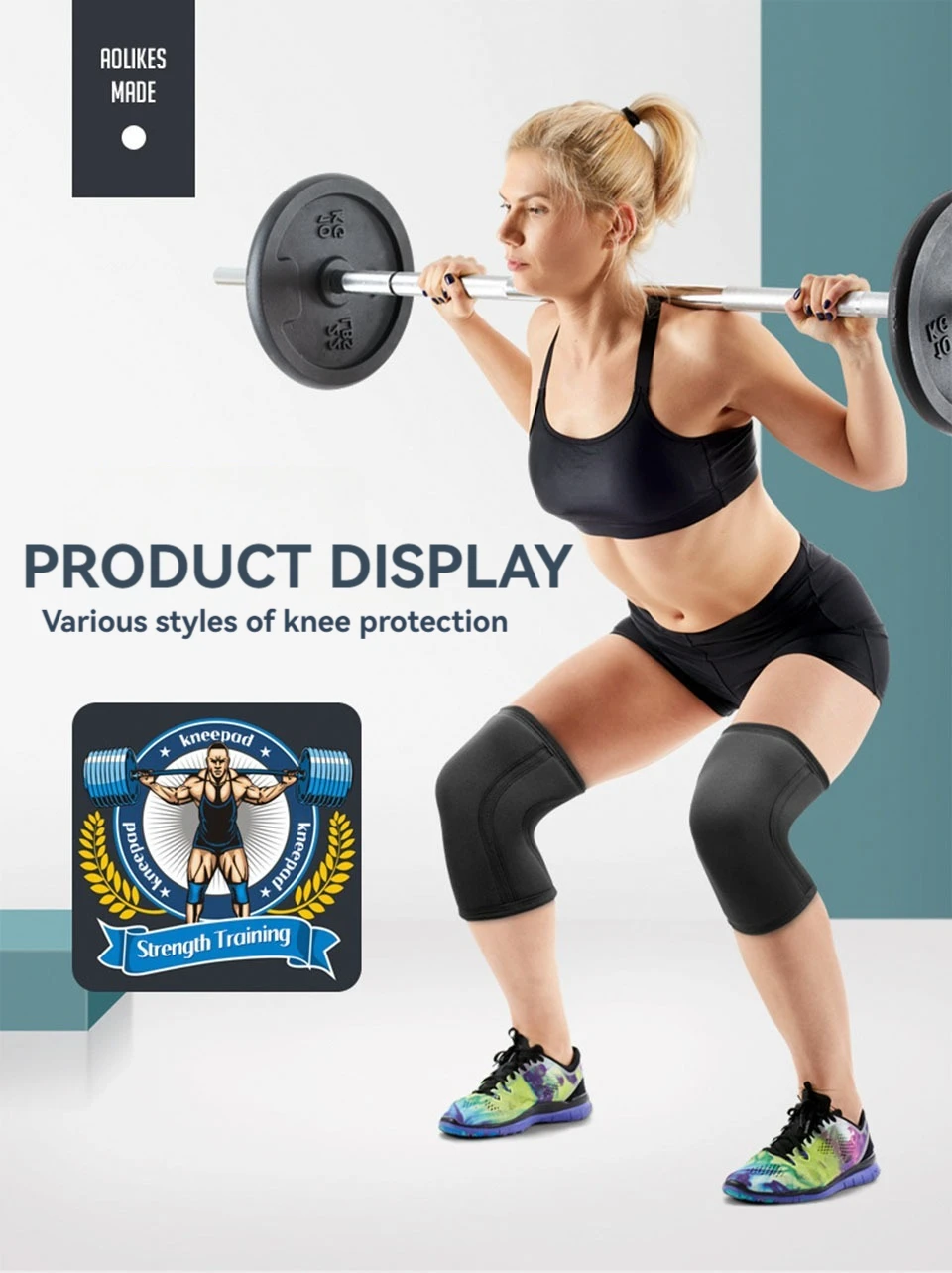 AOLIKES Kniebandagen für Gewichtheben – 7 mm dicke Premium-Neopren-Kniebandagen zum Gewichtheben, für Kniebeugen, Powerlifting und Kreuzheben – Detail 16