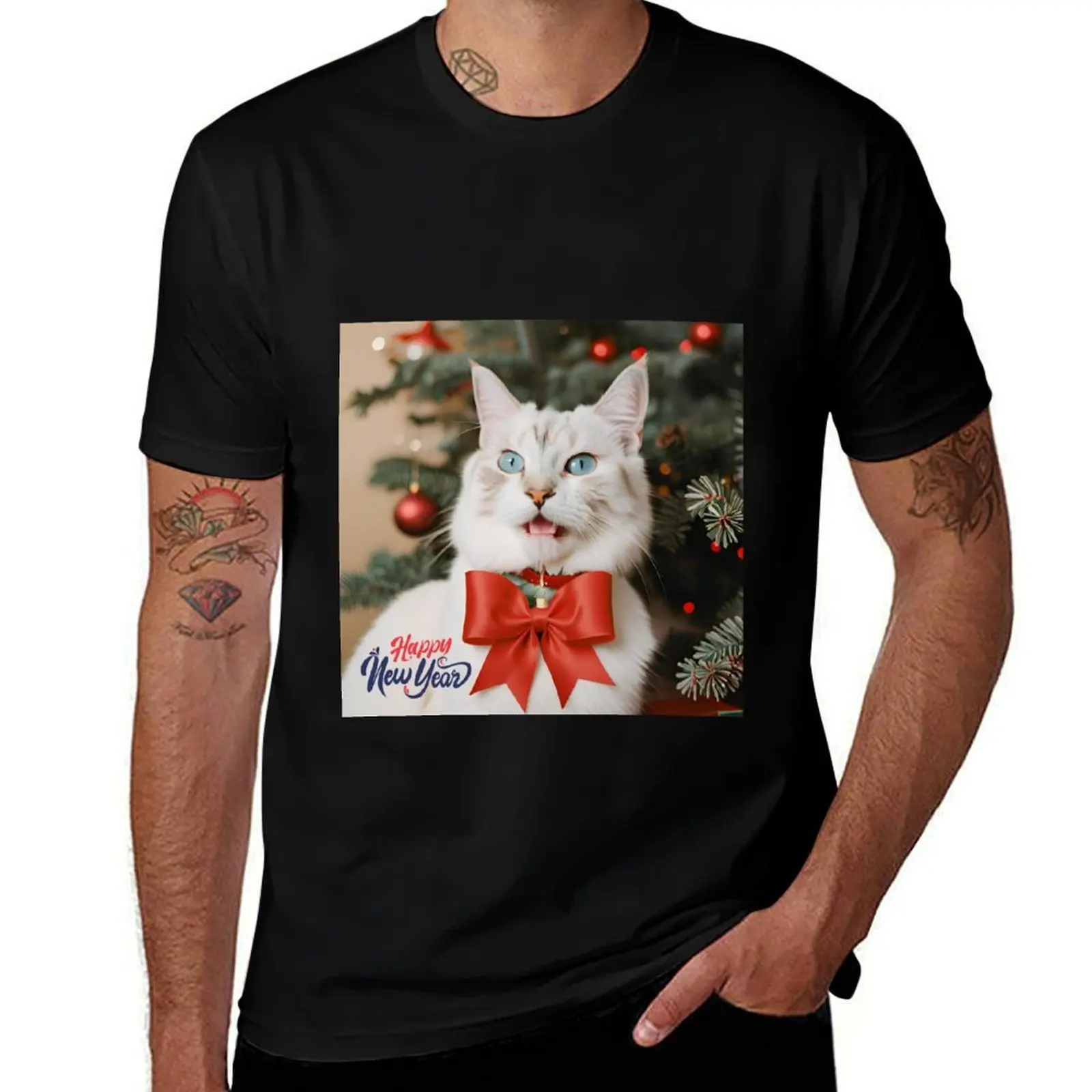 

Anul Nou cu Zambete: Pisica Ta de Srbtori! T-Shirt summer clothes man t shirt anime stuff mens funny t shirts