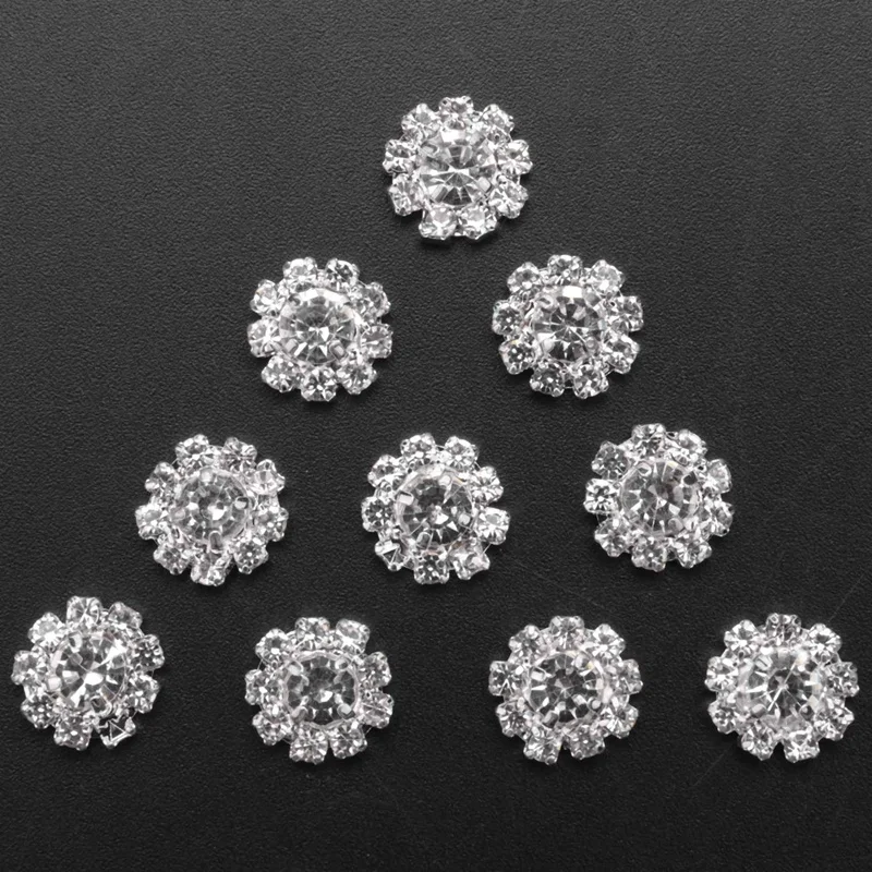 Crystal Rhinestone Button Flat Back Decoration DIY 15Mm 20 Pcs Clear