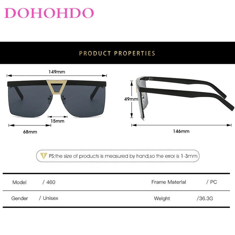 DOHOHDO 2025 شخصية نصف إطار تنوعا النظارات الشمسية النساء العلامة التجارية خمر الرجال مربع نظارات شمسية ظلال الذكور Oculos دي سول