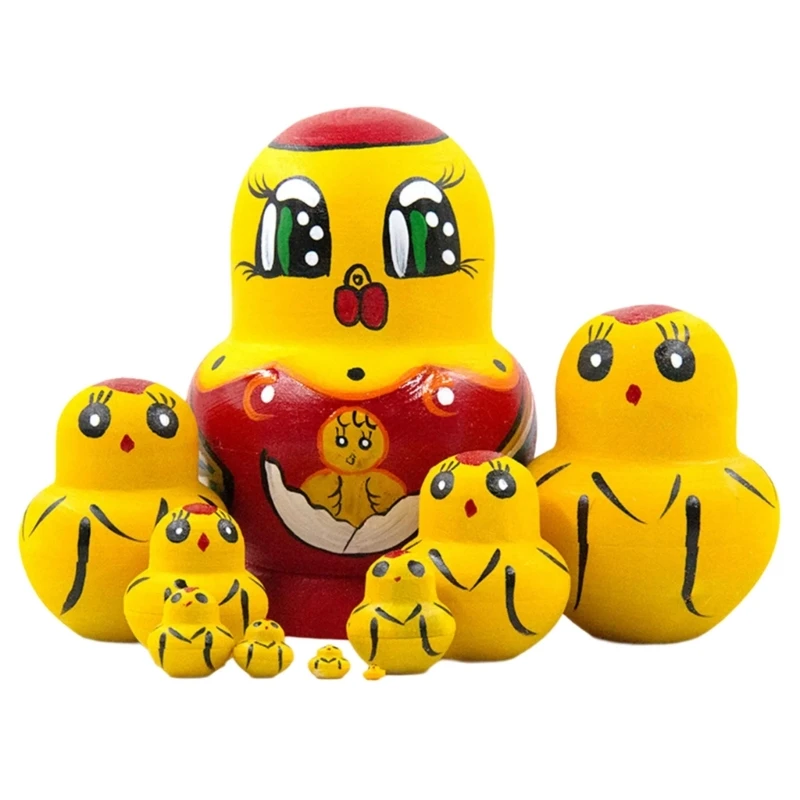 Classico russo Matrioska Matrioska Nesting Dolls Giocattolo impilabile in legno per bambini Motore fine W3JF