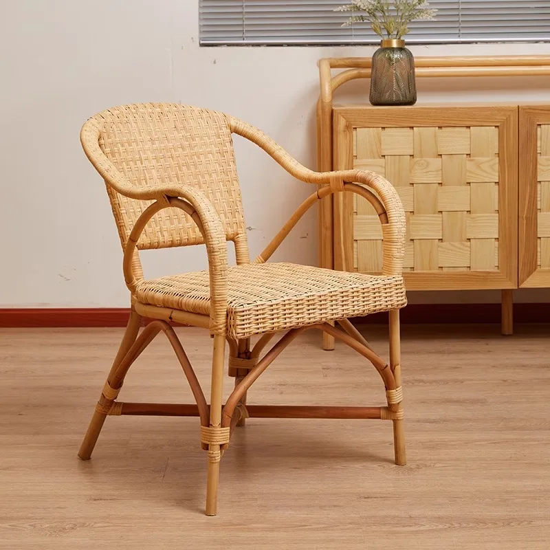 

Rattan chair natural rattan chair real rattan home leisure French back chair three-piece Internet celebrity single sedentary and