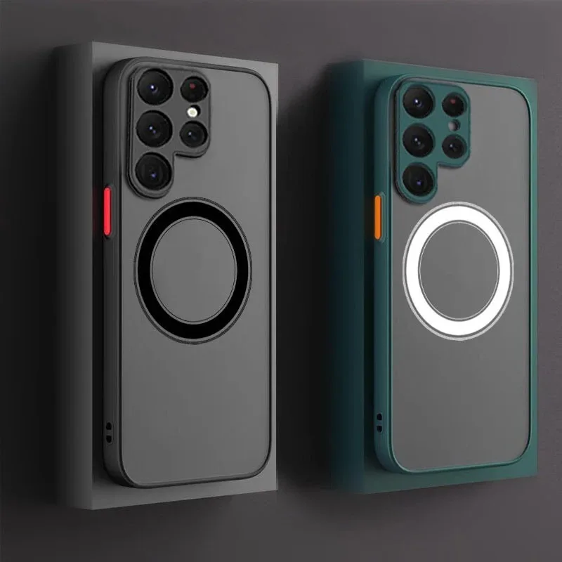 Suitable for Samsung S25 S24 S23 S26 Magnetic Mobile Phone Cases A52 A53 A73 Matte Anti-fall Protective Samsung S25 Ultra Case