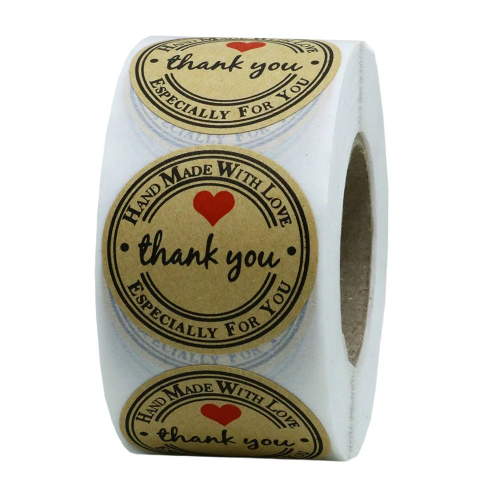 

Sealing Sticker Tags Thank You Kraft Adhesive Cookie Candy Bag Sealer Premium Material Eco Friendly Party Favor