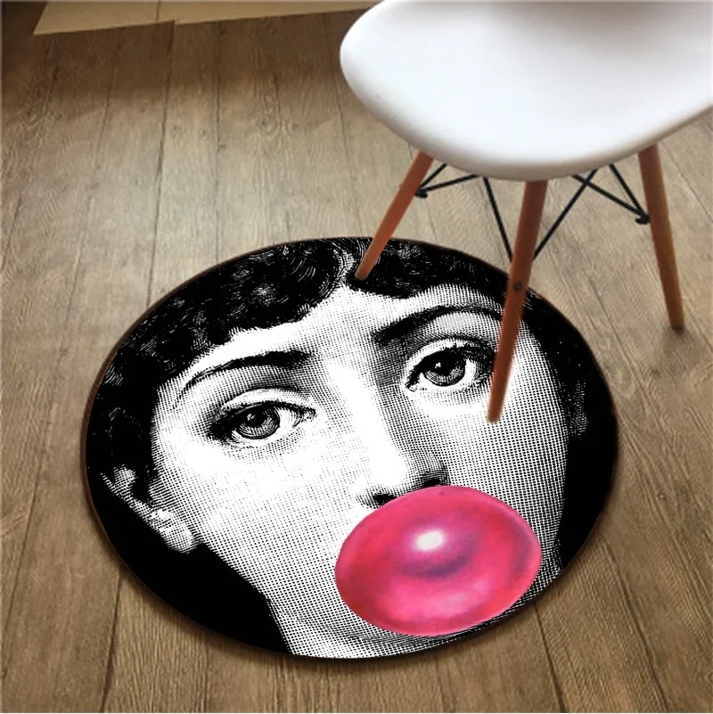 Black and White Girl Avatar Living Room Decoration 3d Carpet Circle Rug Rug For Living Room Area Rug For Living Room Outdoor Rug