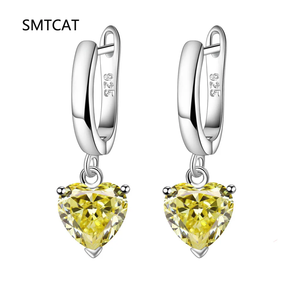

Heart Genuine Natural Yellow Citrine 925 Sterling Silver Romantic Drop Earring for Woman Gemstone Jewelry Valentine's Day Gift