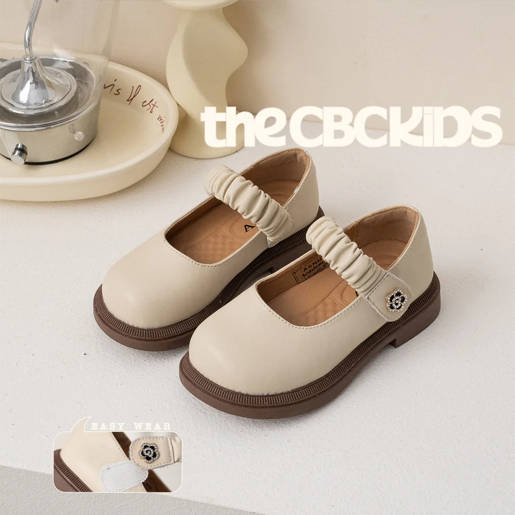 

Children Leather Shoes Girls Geniune Leather Flats Shoes Soft Sole Non-slip Retro Cute Flower Princess Shoes Size 24-38