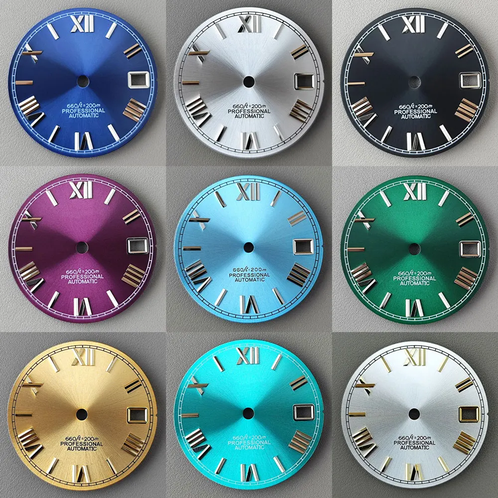 

NH35 dial Sun pattern true spike S dial No luminous 28.5mm white blue black green gray dial modified watch accessories