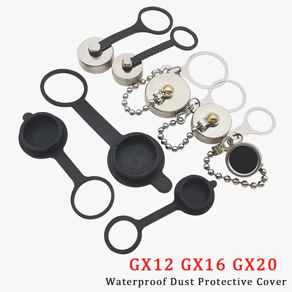 GX12 GX16 GX20 Aviation Connector Protective Sleeve GX12/16/20 Waterproof Dust Metal/Rubber Cap Circular Aviation Plug Cover