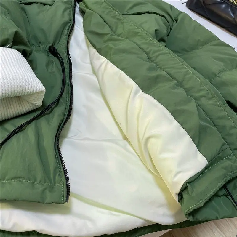 2025年カジュアル冬服新作ジャケットウエスト細め切り替えコントラストカラー保温ダウンコットン服大きいサイズハイストリート