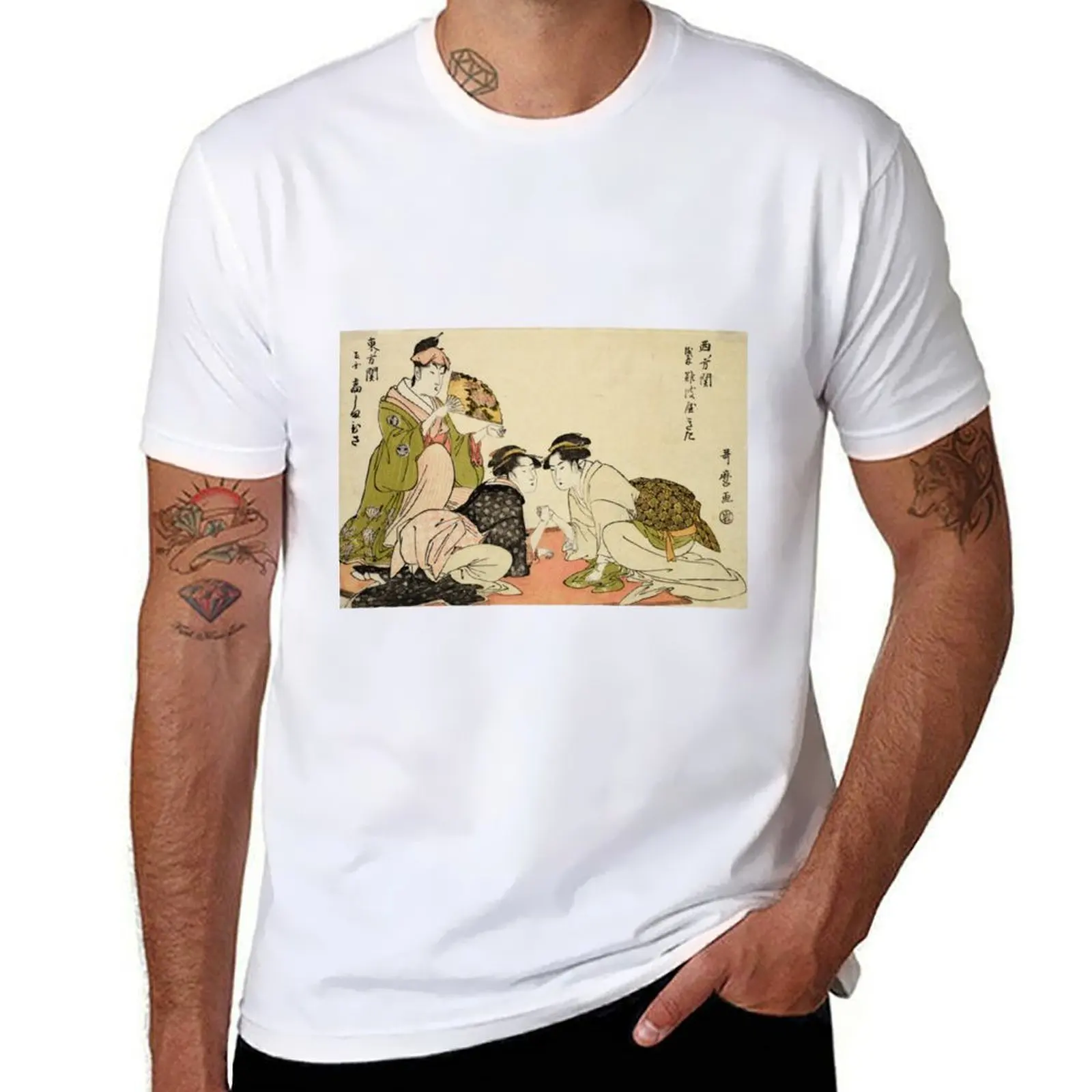 

Arm wrestling between two beauties by Kitagawa Utamaro, 1793 T-Shirt t shirt man designer t shirts with prints T-Shirt