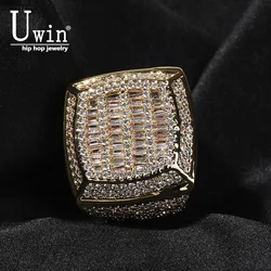 Uwin Square Baguette Rings Full Iced Out New Square Luxury In Rings Personalized Rapper Style Jewelry