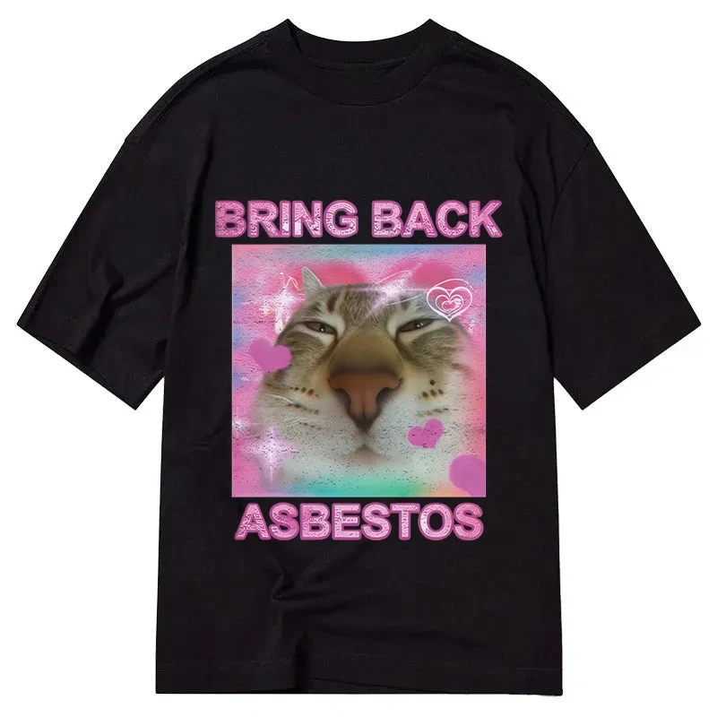 Funny Cat Meme T-Shirt Men Women Weirdcore Y2K Aesthetic Graphic Print Oversized Casual Streetwear Short Sleeve Tee Tops