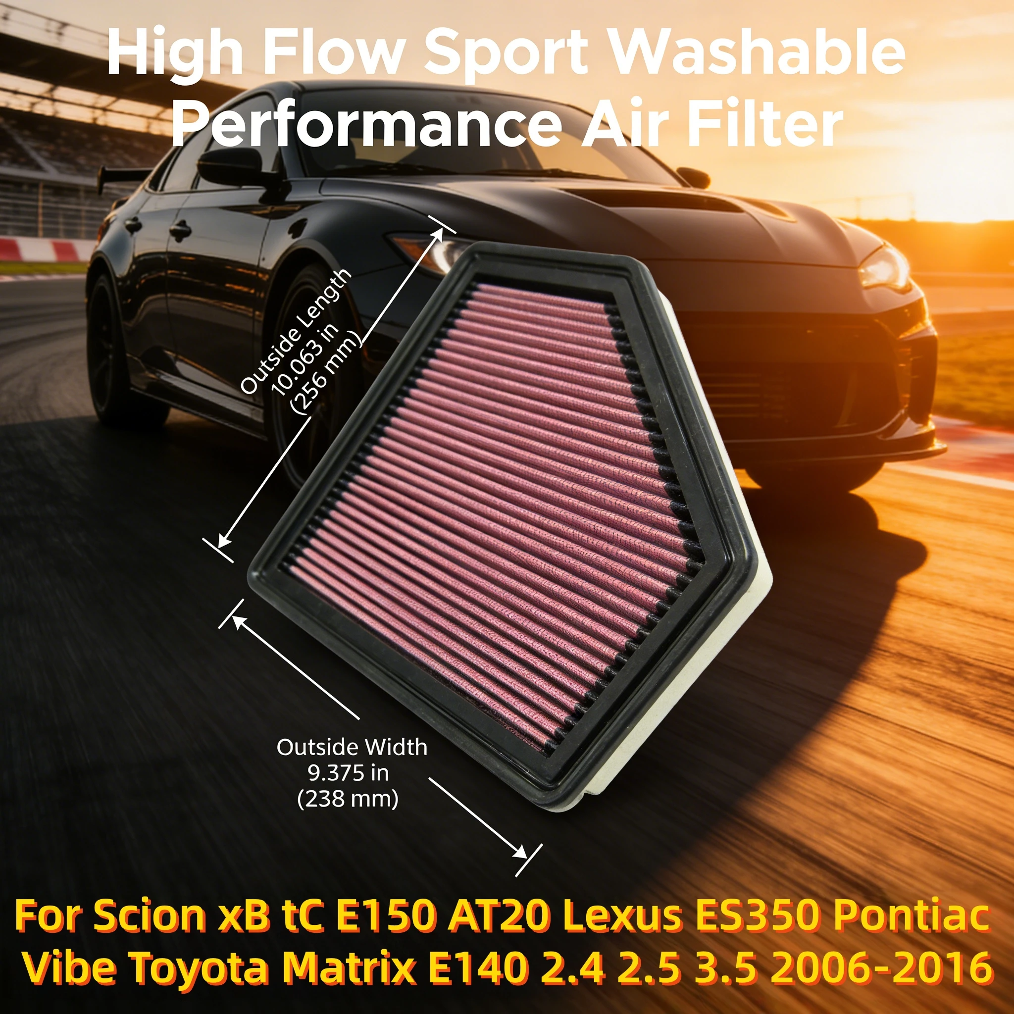 

Спортивный воздушный фильтр с высокой пропускной способностью 33-2326 для Scion xB, tC, E150, AT20, Lexus ES350, Pontiac Vibe, Toyota Matrix, E140 2.4, 2.5, 3.5 2006-2016