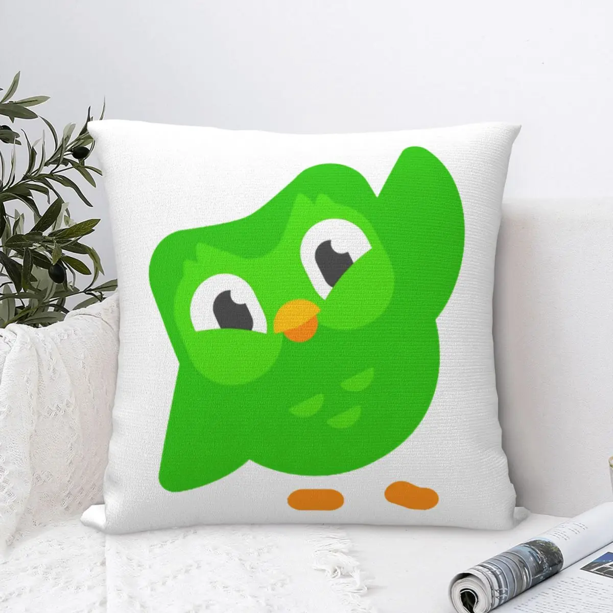 Duolingo Cartoon Owl Pillow Covers Polyester Bed Car Cushion Cover Creative Home Decoration Pillow Cover 40*40