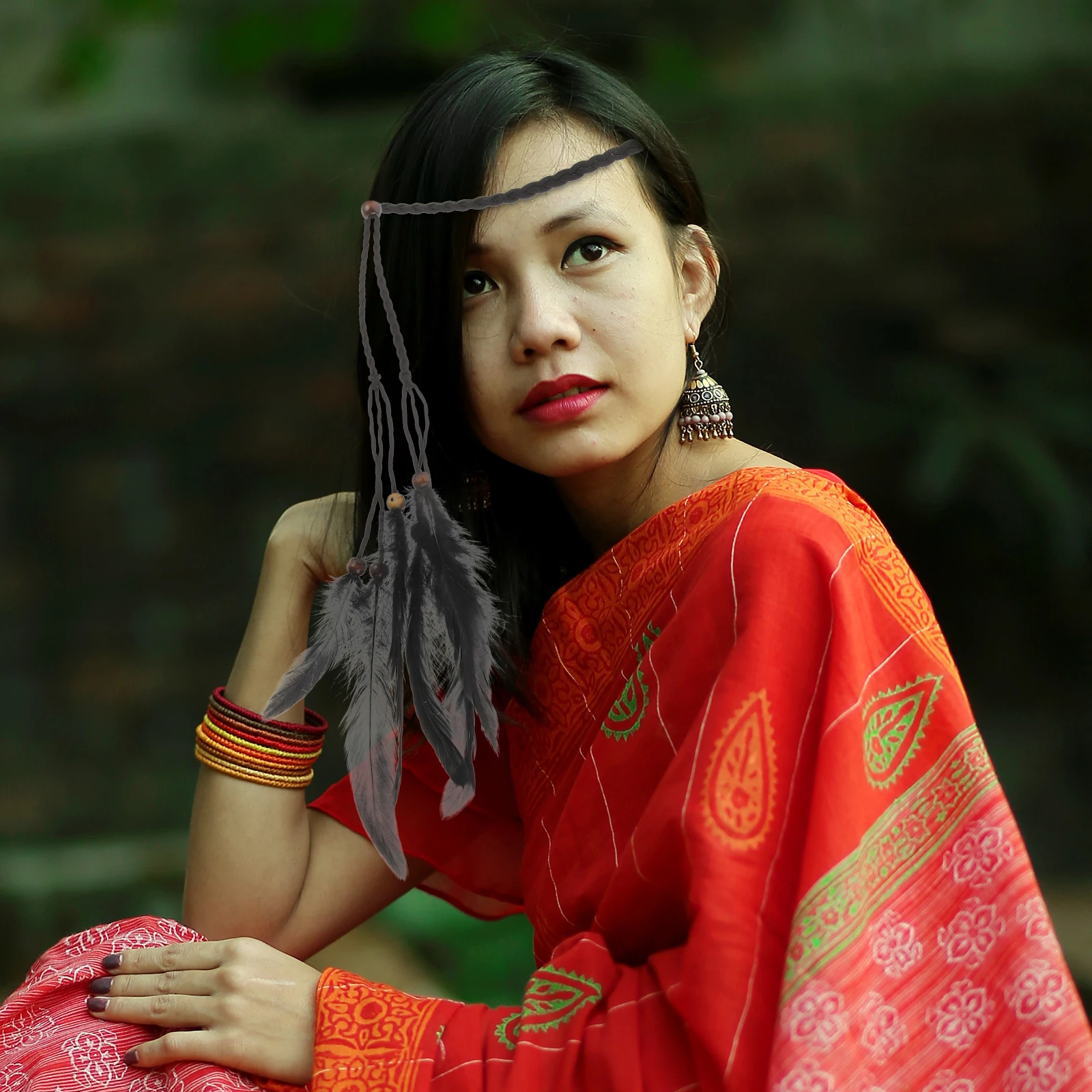 

Bohemian Plume Headband Faux Rope Headpiece For Women Hair Accessory Lightweight Ethnic Jewelry For