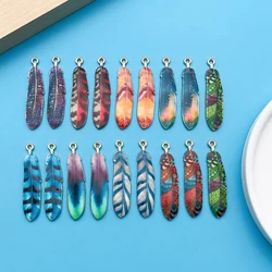 18pcs/lot Enamel Alloy Charms Bohemian Ethnic Style Colorful Feather Pendants For DIY Jewelry Making Findings Crafting Accessory