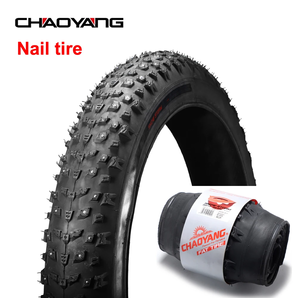 Chaoyang bicycle nail tire 26x4.0 120TPI 2C-MTB anti puncture snow bike winter spikes tyre ultralight 1550g fatbike assesiorers