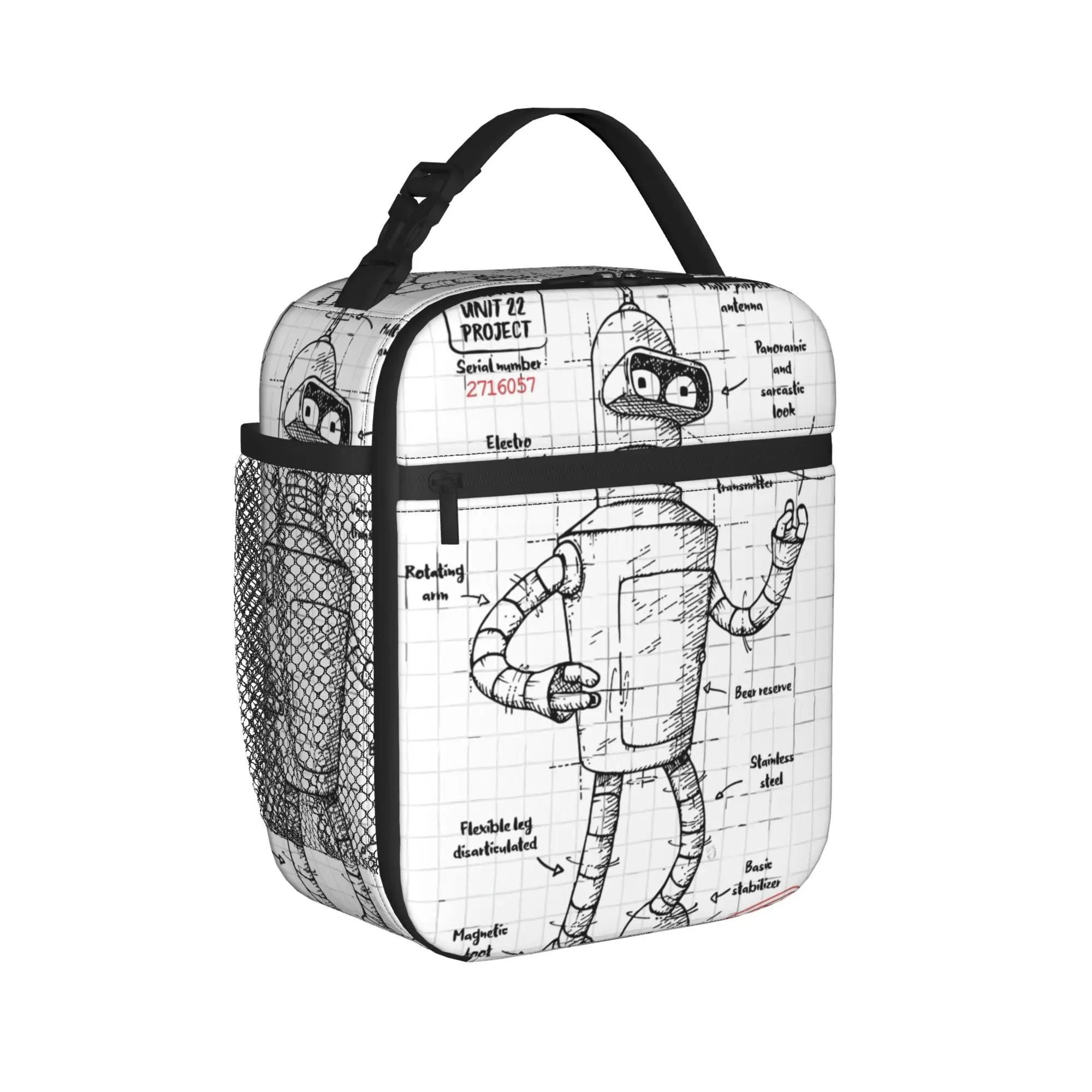 Futuramaed Benders Cartoon Comic Merch Insulated Lunch Tote Bag For Work  Food Storage Bag Portable Cooler Thermal Lunch Boxes
