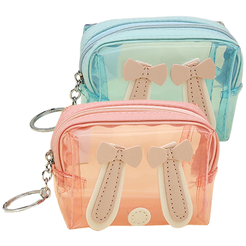 

2pcs Coin Keychain Mini Purse PVC Student Random Color Lightweight Trendy Compact Design Coin Purse Change Pouch