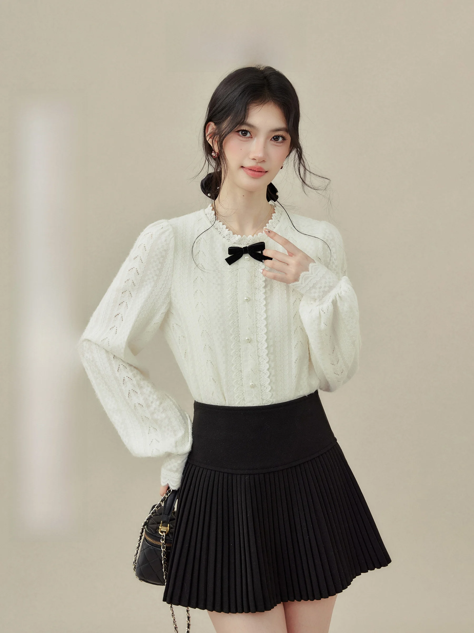 

Женское нижнее белье Ouyang Xi Snowflake Rabbit: Длинное кружевное платье-комбинация с узлом во французском стиле, облегающее, для подростков