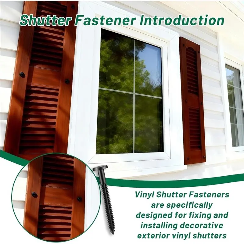 LLCS-For Exterior Wood, Aluminum& Vinyl Window Shutters 50-Pack 3 Inch Vinyl Shutter Fasteners Black Window Shutter Pegs