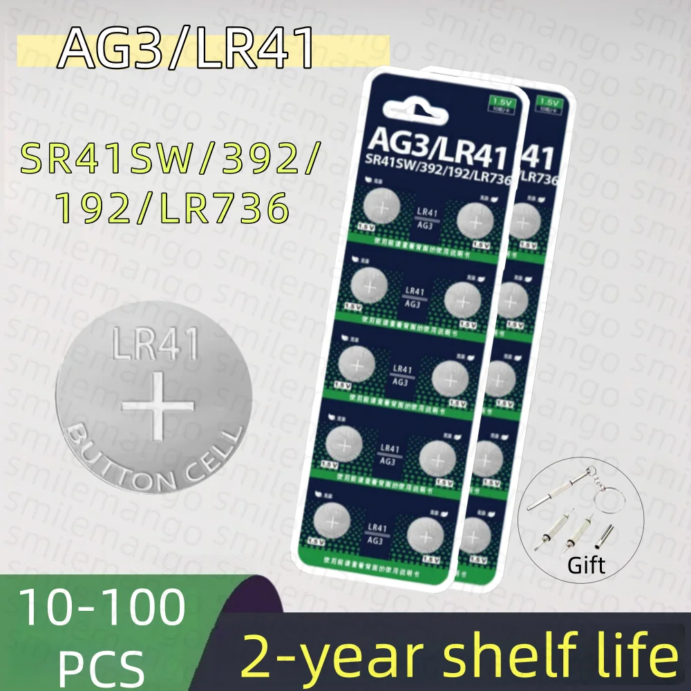 High Capacity LR41 Alkaline Batteries AG3 L736 392 384 192 Premium 1.5V Button Coin Cell Batteries for Medical Devices