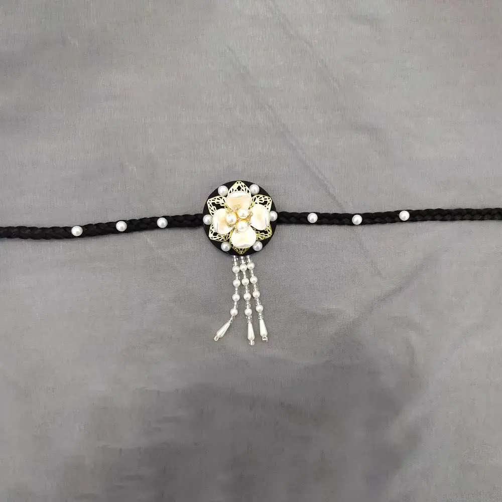 

Gift Flower Hanbok Wig Headdress Pearl Tassel Korea Ethnic Style Hairband Headdress Classical Stage Dance Hair Hoop Court