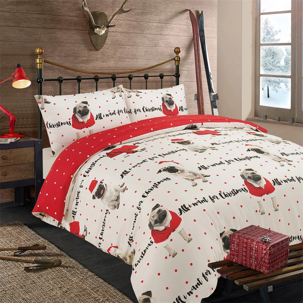 Buon natale copripiumino Tartan Deer reversibile Check copripiumino Set copripiumino Set biancheria da letto decorazioni rosse Festival