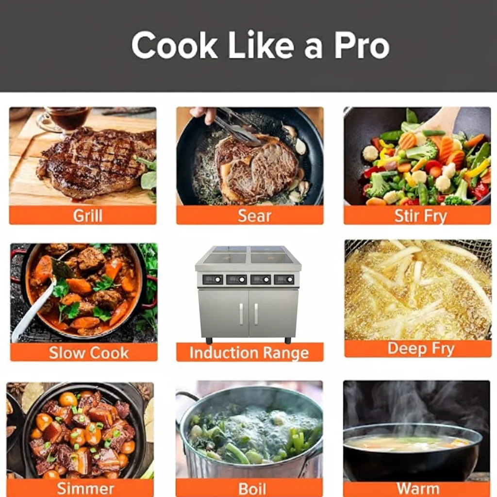 Cozinha vertical, fogão de indução comercial fogão elétrico sem gás