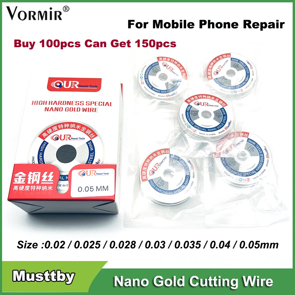 buy-100pcs-get-50pcs-free-musttby-special-nano-gold-wire-for-mobile-phone-lcd-glass-separate-glue-clean-002-0028-0035-004mm