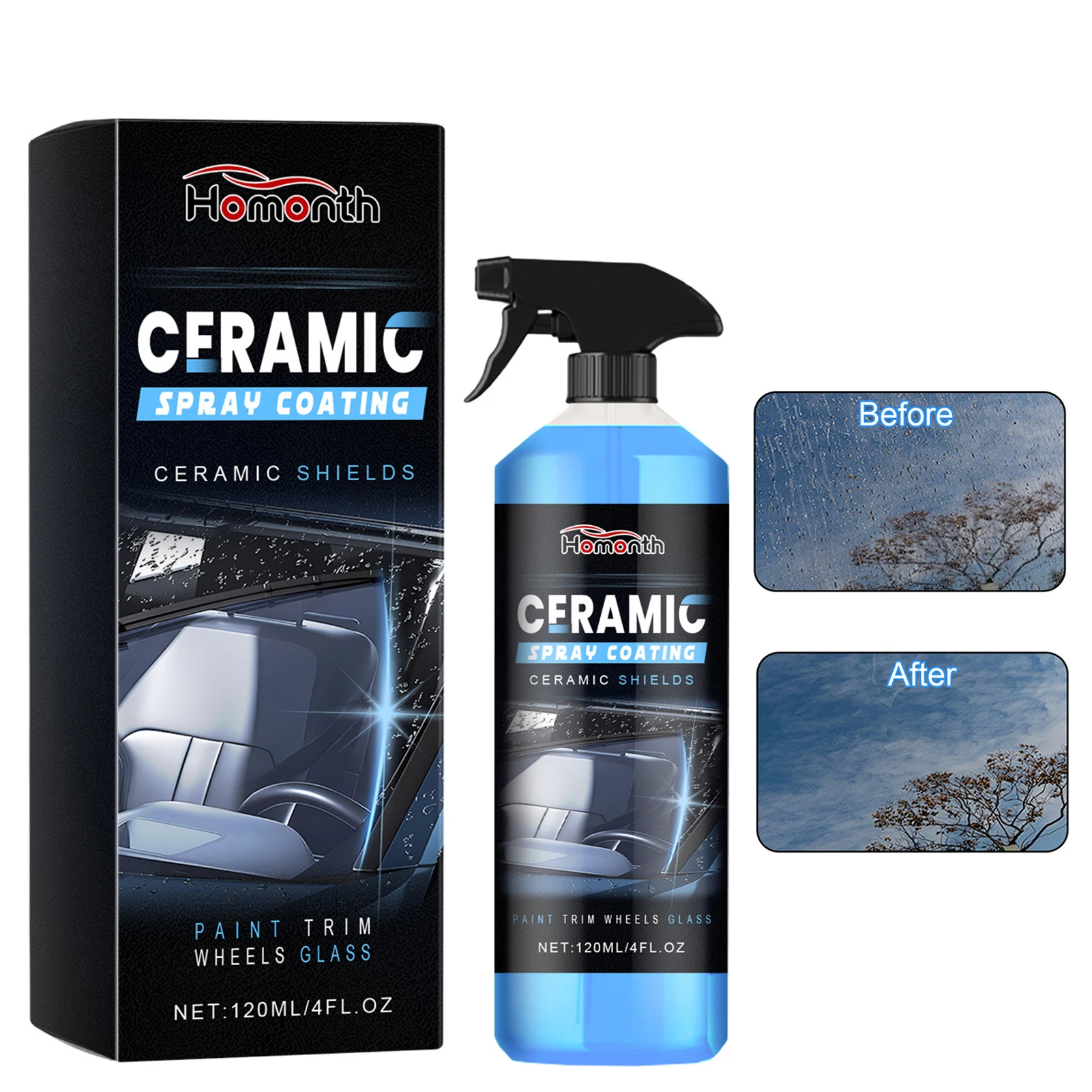 Advanced Glass Cleaner Streak-Free & Protective Ceramic Coating for Mirrors and Screens Safe