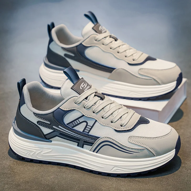 

Men's Fashionable Casual Running Shoes Anti-slip Soft Bottom Increase Height Dad Trendy Shoes Spring Season Low Top Glue Adhe...