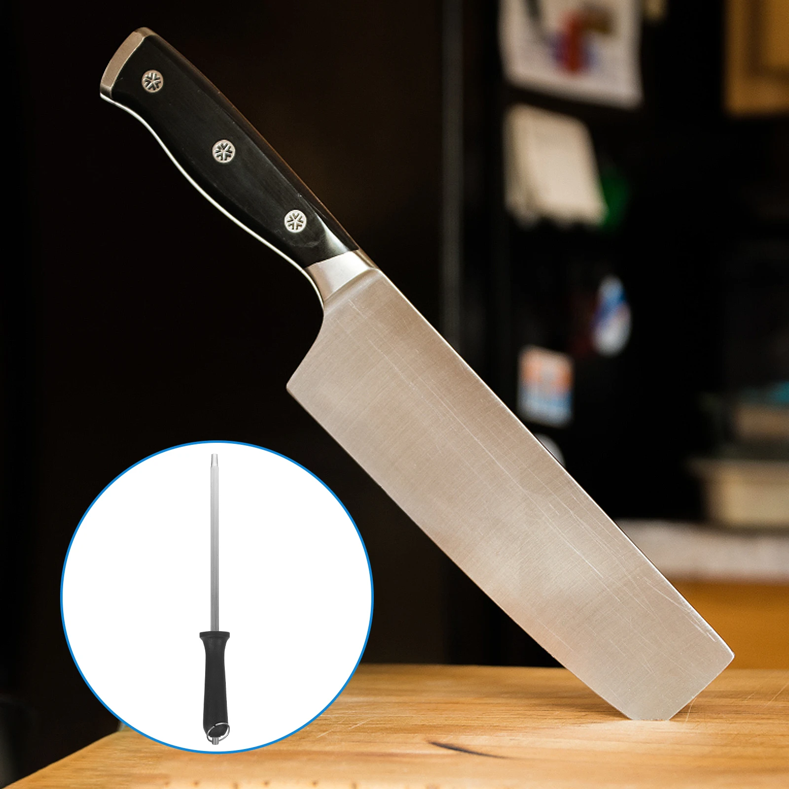 

Multi-Purpose Honing Steel Cutter Sharpener Kitchen Rod Ergonomic Handle Professional Sharpening Tool for Home