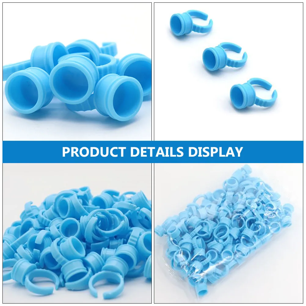 

Plastic Tattoo Ring Cups Ink Holder Pigment Container Blue Lightweight Adjustable Makeup Accessories Safe Material