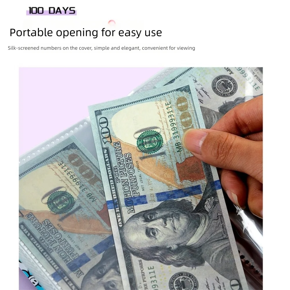 

Сберегайте деньги: 100 конвертов для челленджа по накоплению, водонепроницаемая книга для сбора денег из полиуретана, большая вместимость, многоразовая.