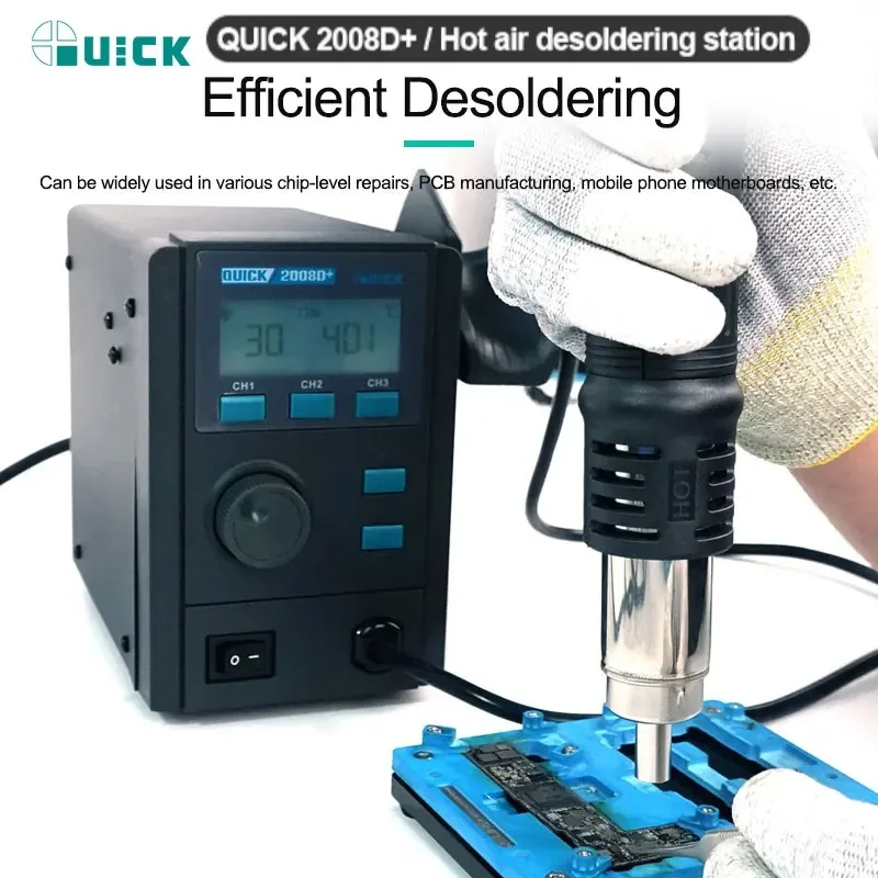 

QUICK 2008D+ Hot Air Soldering Rework Station Digital Display Heat Air Gun 750W for Phone BGA IC CPU SMD Desoldering Repair