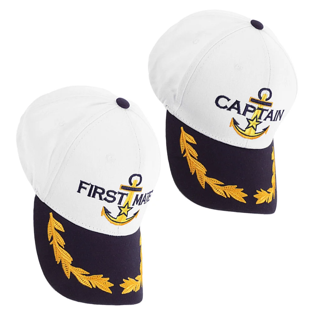 2 Pcs White Navy Cap Sailors Beanie Boat Captain Hat Outdoor Sun for Sports Baseball Caps Breathable Casual Travel