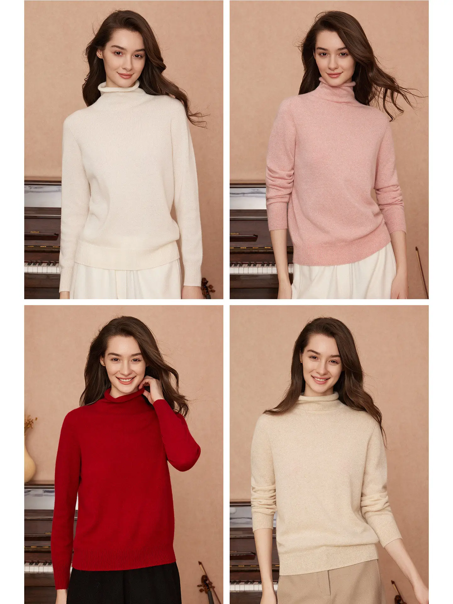 

Вязаный свитер из чистого кашемира для женщин: классический базовый свитер с высоким воротником, теплый, осенне-зимний, модный, повседневный, свободного кроя