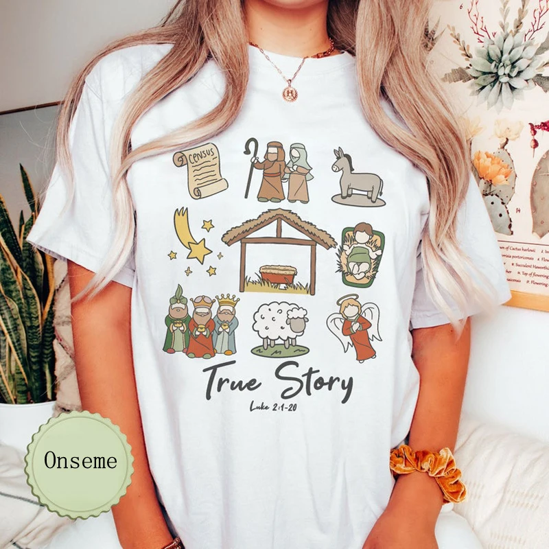 True Story Christian Slogan Tops Fun Graphic Printing Top Women Short Sleeves T-shirt Custom Tee Harajuku Tees