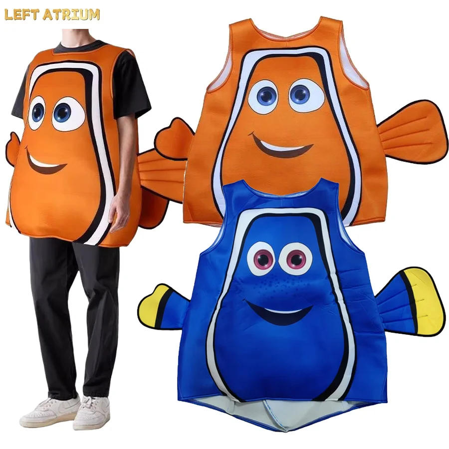 Disfraz de pez payaso Nemo de anime para adultos, disfraz de cosplay de pez payaso Nemo y Dory, disfraz divertido para mujeres y hombres