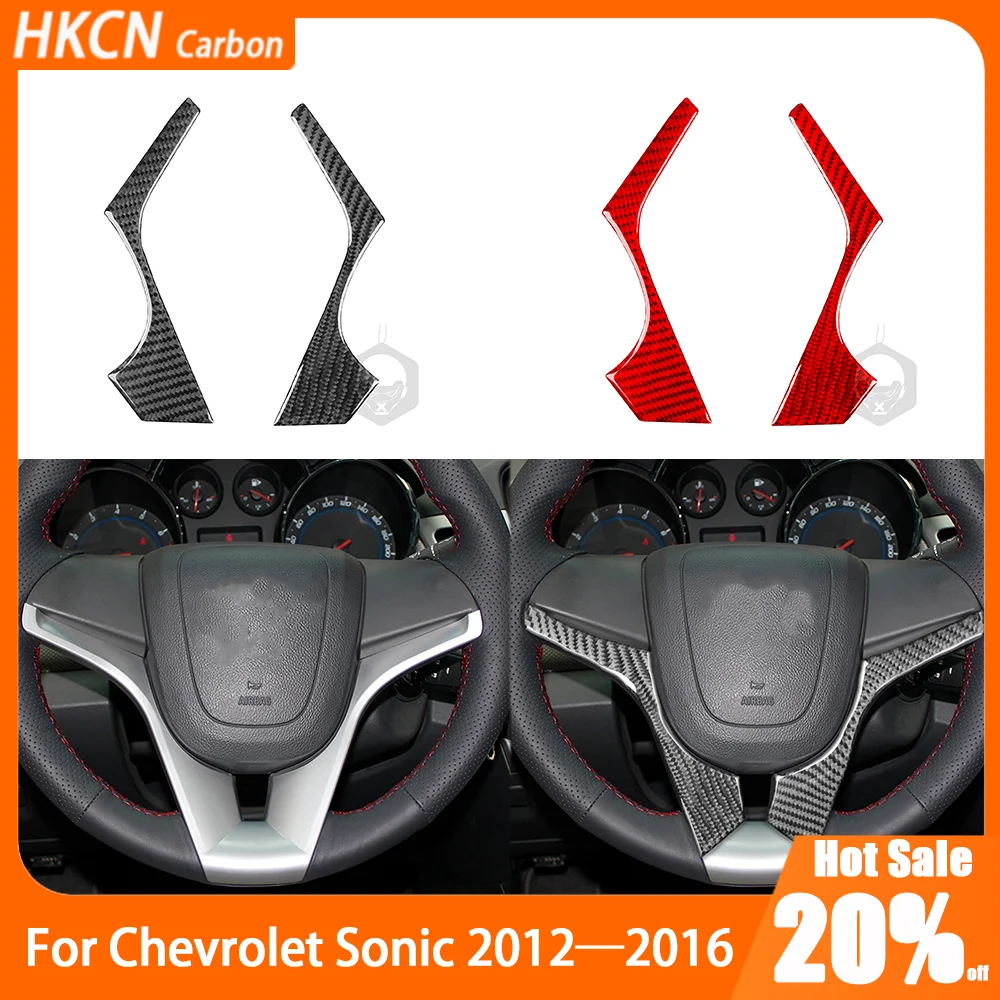 

Carbon Fiber Steering Wheel Chin Sides Strip Panel Car Accessories Interior Sticker Modification For Chevrolet Sonic 2012—2016