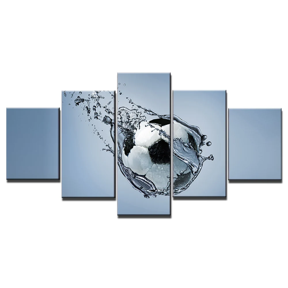 5 piece Canvas Art HD Print  Posters and Prints Framed Modular Football dropping in Water Canvas Painting Home Decor NY-7372C